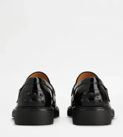 Tod's Gomma Leather Penny Loafers In Black