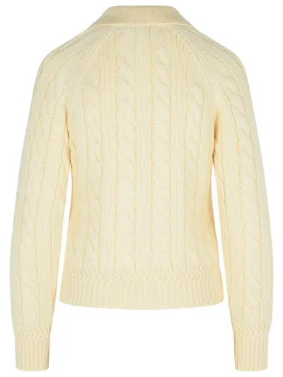 Bally Merino Wool Cable Knit Sweater Collared In Yellow