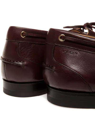 Bally Leather Loafers With Round Toe And Rubber Sole In Brown