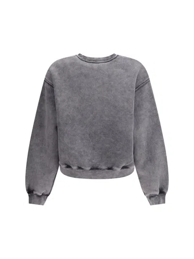 Alexander Wang Embossed Logo Crewneck Sweatshirt In Gray
