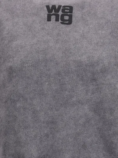 Alexander Wang Embossed Logo Crewneck Sweatshirt In Gray