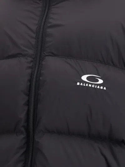Balenciaga High Neck Puffer Down Jacket With Pockets In Blue