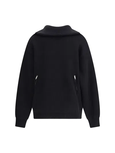 Balenciaga Reversible Sweater With High Collar And Pockets In Black