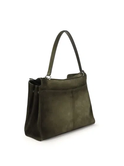 Balenciaga Olive Green Suede Medium Rodeo Handbag In Green