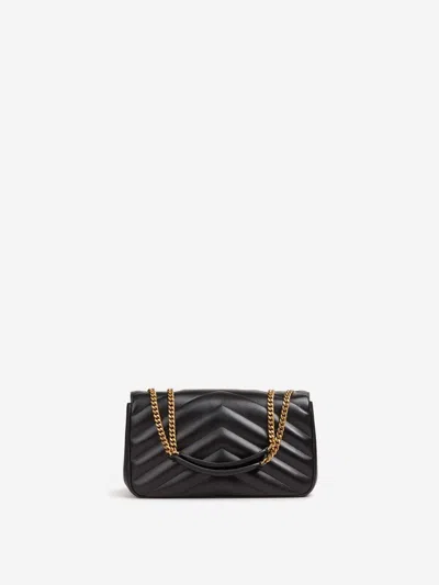 Saint Laurent Quilted Matelasse Leather Shoulder Bag In Black