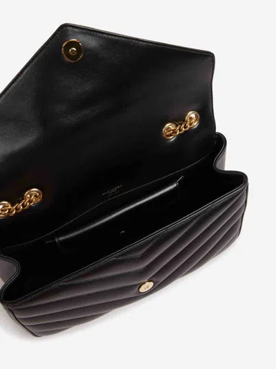 Saint Laurent Quilted Matelasse Leather Shoulder Bag In Black