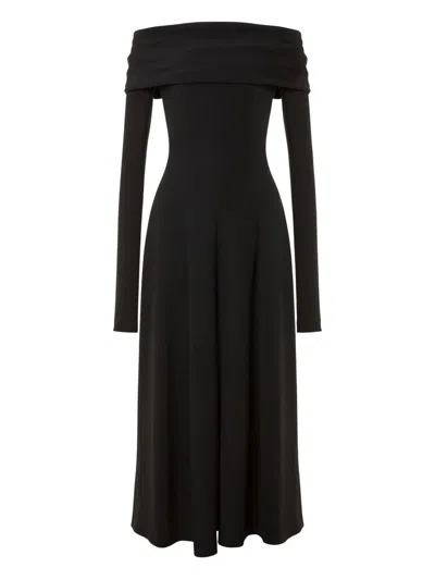 Alberta Ferretti Off-the-shoulder Evening Dress In Black