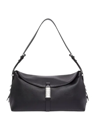 Pinko Medium Leather Saddle Bag Baguette Shoulder Bag In Black