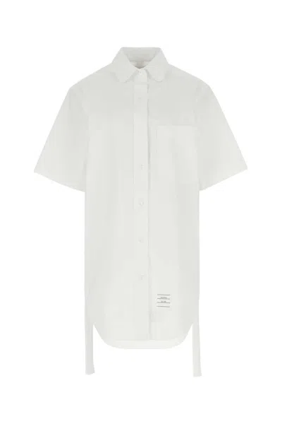 Thom Browne White Poplin Shirt Mini Dress In White