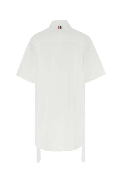 Thom Browne White Poplin Shirt Mini Dress In White