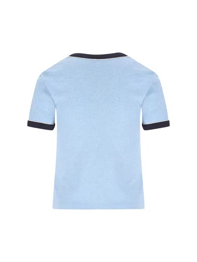 Chloé Short Sleeve Crew Neck T-shirt With Trim In Blue
