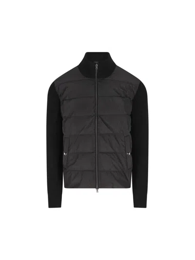 Herno Two-material Puffer Jacket In Black