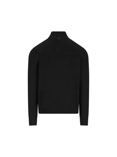 Herno Two-material Puffer Jacket In Black