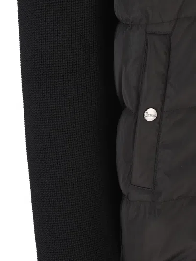 Herno Two-material Puffer Jacket In Black
