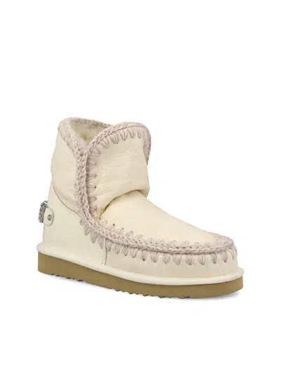 Mou Eskimo 18 Low Heels Ankle Boots In White