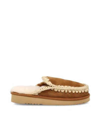 Mou Cognac Clog Eskimo Platform Mules In Brown