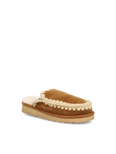 Mou Cognac Clog Eskimo Platform Mules In Brown