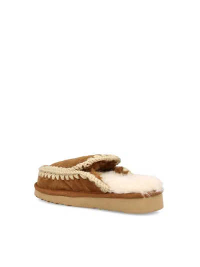 Mou Cognac Clog Eskimo Platform Mules In Brown