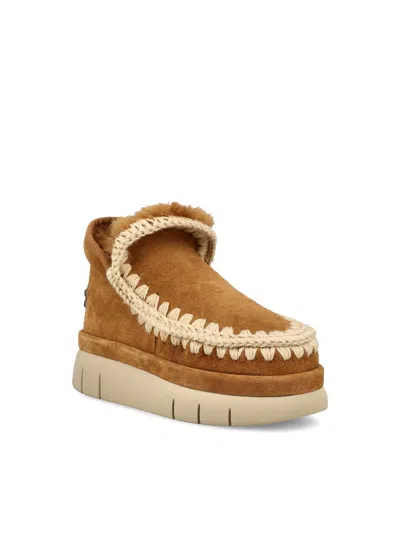 Mou Eskimo Brown Slip-on Boots With Rear Logo In Suede Woman