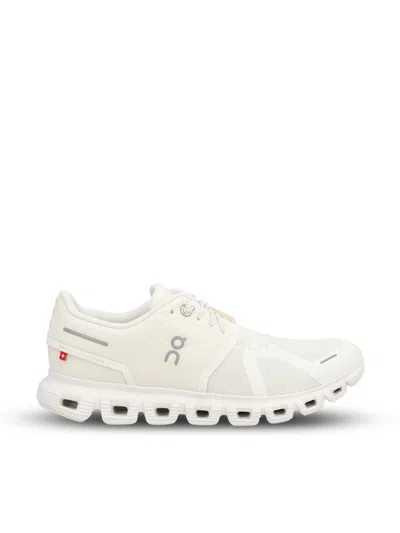 On Running White Mesh Cloud 6 Sneakers In White
