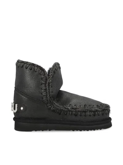 Mou Eskimo 18 Rhinestones Logo Shoes In Black