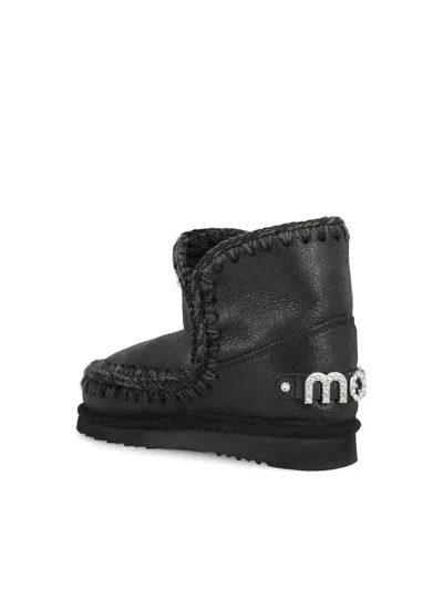 Mou Eskimo 18 Rhinestones Logo Shoes In Black