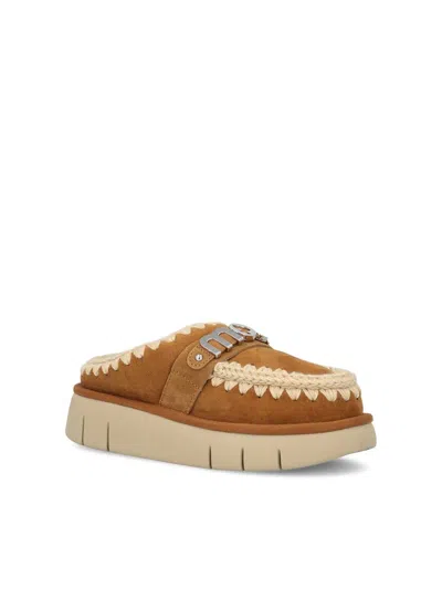 Mou Bounce Double-face Sheepskin Clog In Brown