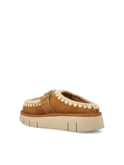 Mou Bounce Double-face Sheepskin Clog In Brown