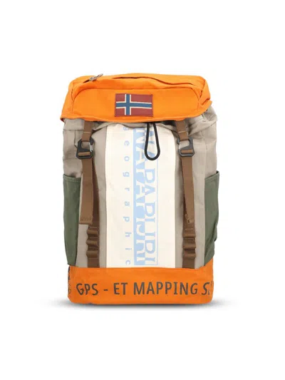 Napapijri Versatile Color Block Backpack Side Pockets In Orange