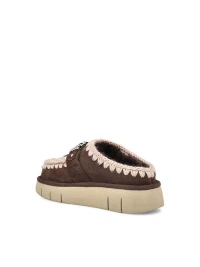 Mou Bounce Clog Slipper-mule In Brown Suede In Brown