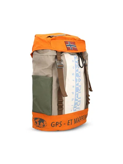 Napapijri Versatile Color Block Backpack Side Pockets In Orange