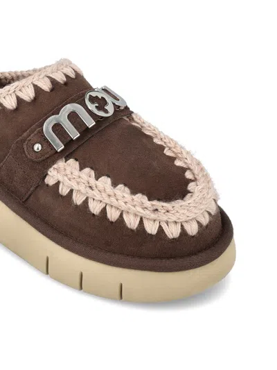 Mou Bounce Clog Slipper-mule In Brown Suede In Brown