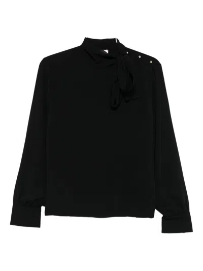 Liu •jo High-neck Button-detail Blouse In Black