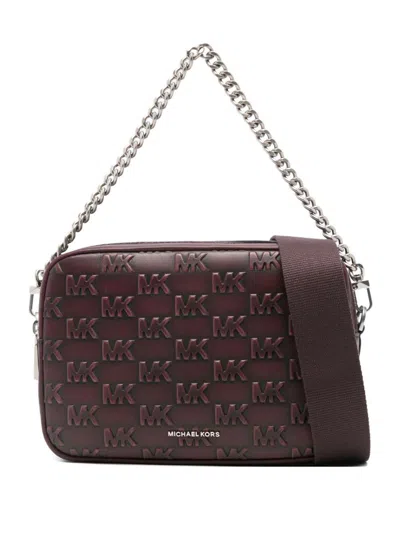 Michael Kors Logo-plaque Chain-strap Shoulder Bag In Burgundy