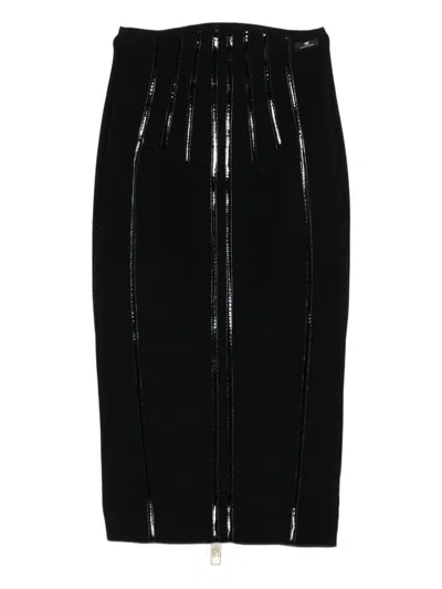 Elisabetta Franchi Knee-length Fitted Skirt With Glossy Stripes In Multi
