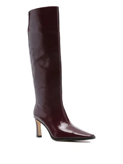 Michael Kors Darrah Patent Leather Knee-high Boots In Red