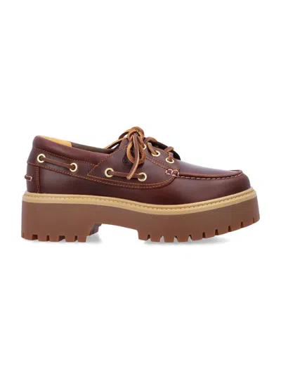 Timberland Boat Shoes Con Plateau Stone Street W Marrone Scuro In Burgundy