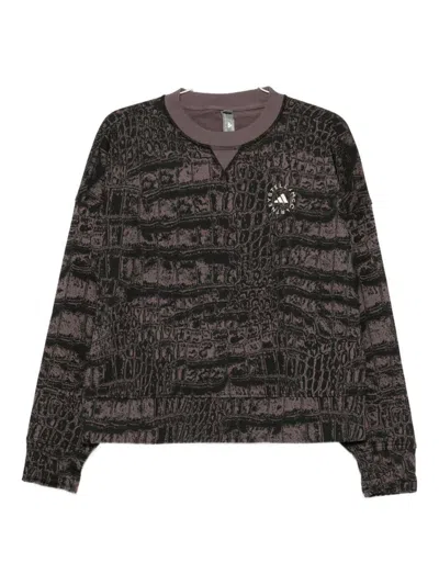 Adidas By Stella Mccartney Crocodile-print Long-sleeve Sweatshirt In Gray