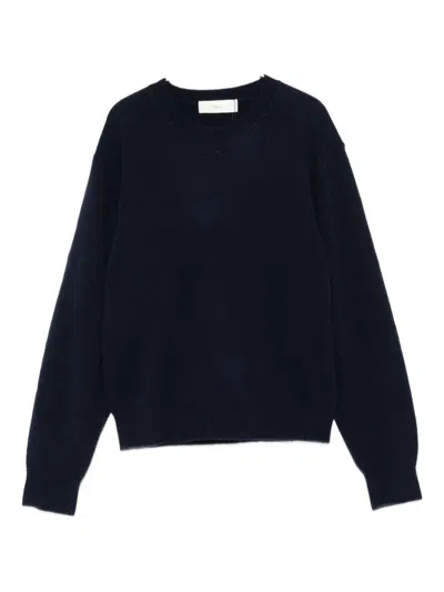 Dunst Navy Blue Wool Crewneck Sweater In Blue