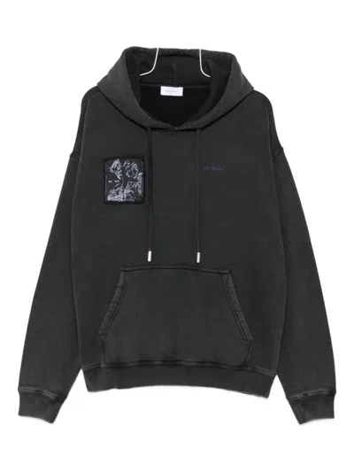 Off-white Off White Faded Painting Skate Cotton Hoodie In Black