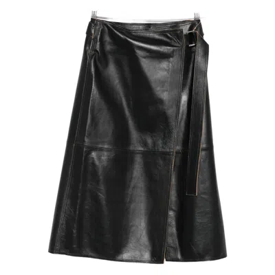 Calvin Klein Wrap-design Leather Skirt In Black