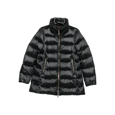 Moorer Quilted Zip-front Coat In Black