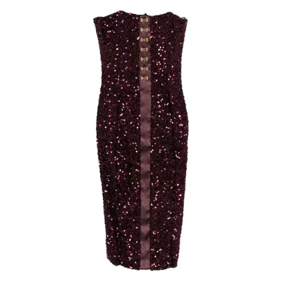 Elisabetta Franchi Sequin-embellished Midi Dress In Brown