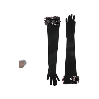 David Koma Payette Sequin-embellished Long Gloves In Black