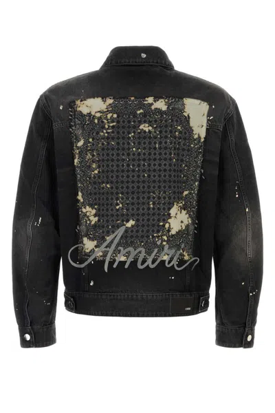 Amiri Bleach Bandana Denim Jacket In Black