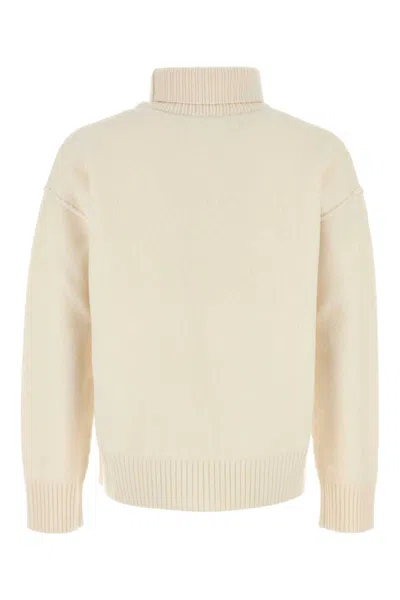 Ami Alexandre Mattiussi Ivory Wool Sweater In Neutral