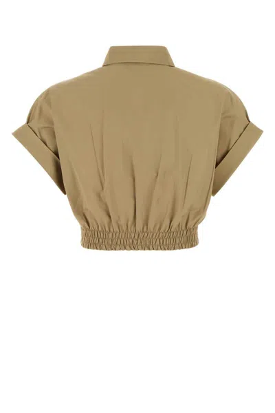 Miu Miu Camel Poplin Shirt In Gray