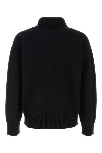 Ami Alexandre Mattiussi Ami Paris Funnel-neck Sweater With Heart Intarsia Design In Black