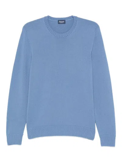 Drumohr Long Sleeve Crew-neck Sweater In Blue