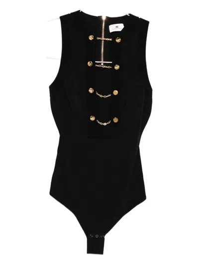 Elisabetta Franchi Chain-embellished Bodysuit In Black